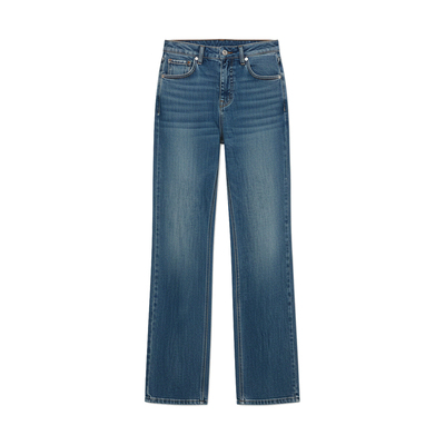 早春水洗女直筒牛仔裤透气百搭