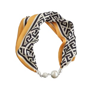 磁吸扣小丝巾女2026新款春夏围脖锁骨链珍珠项链高级感百搭配衬衫