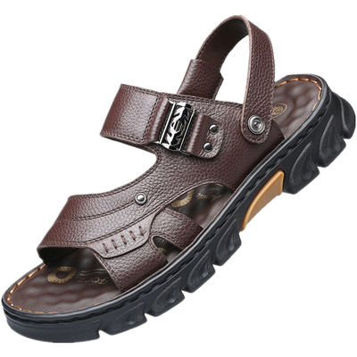 老人头夏季沙滩鞋男手工上线牛皮