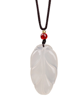 金枝玉叶白玉女毛衣链叶子吊坠