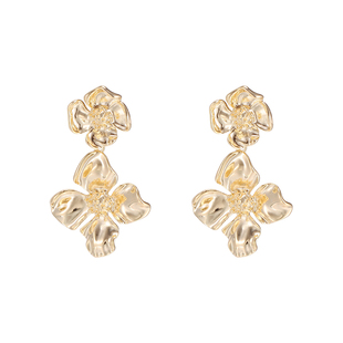 【蜜桃茶】金属重工花朵耳环高级感气质夸张金色名媛年会礼服耳饰