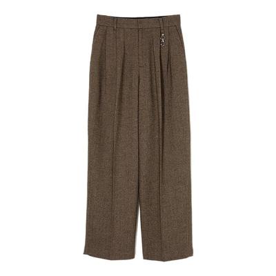 MOUSSY 2025冬季新品复古通勤风褶皱阔腿休闲长裤女010IA331-3561