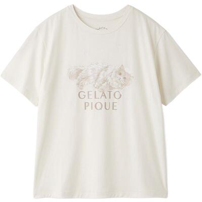 gelato pique26早秋新品女睡衣沐浴猫咪短袖T恤居家PWCT264260