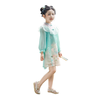 汪小荷童装汉服女童季秋新款改良旗袍裙古风长袖连衣裙超仙唐装