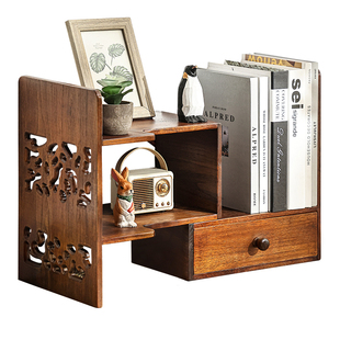 泰吉利实木桌面书架置物架办公室收纳改造神器书桌分层伸缩小书柜