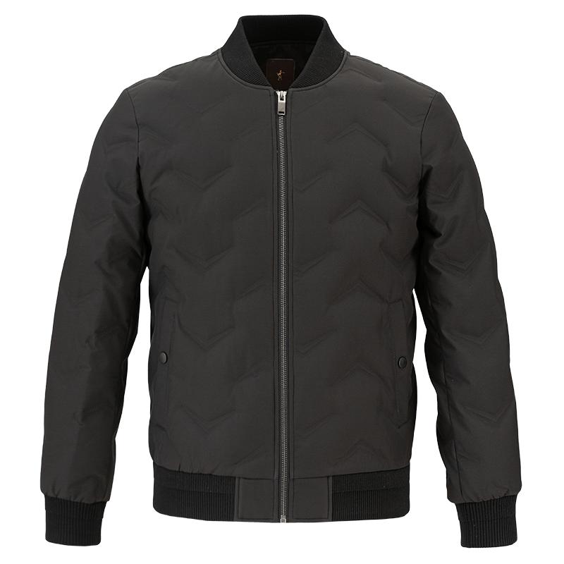 才子男装羽绒服男2025冬季新款轻便保暖休闲黑色修身短款夹克外套