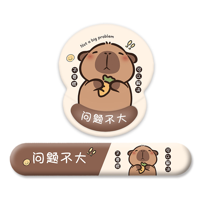 卡皮巴拉鼠标垫创意3D硅胶护腕垫网红水豚键盘手托文字定制滑鼠垫