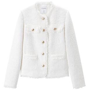 太平鸟蝴蝶纱拉毛小香风外套女精致粗花呢高级感外套春装新款