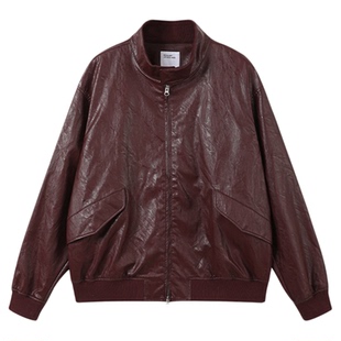 MOSEALAND秋季新款休闲防风纯色保暖简约外套哈灵顿皮男士夹克