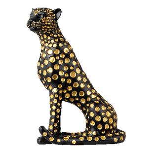 北欧轻奢金钱豹装饰品摆设样板间酒店别墅客厅招财豹子摆件工艺品