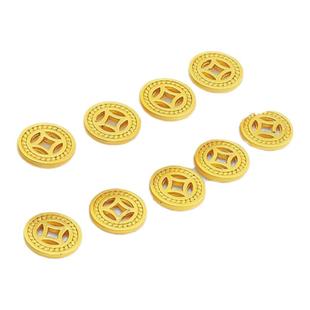 18K包金保色铜钱币8mm平片隔片手链项链编绳DIY饰品耳饰配件 10个