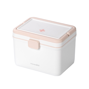 茶花药箱家庭装大容量家用医用分格小手提药品收纳盒儿童医疗箱医