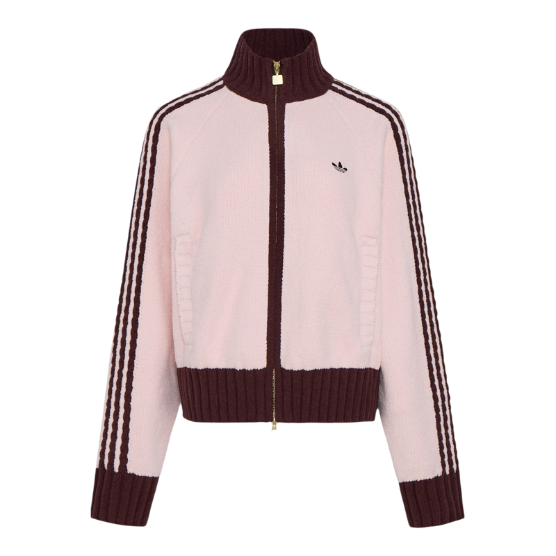 【欧阳娜娜同款】阿迪达斯三叶草撞色夹克粉色立领针织外套KV8867