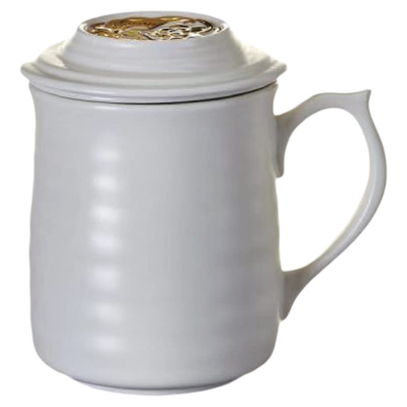 乾唐轩活瓷浪纹三件杯茶水分离带茶漏家用办公泡茶杯商务送礼盒装