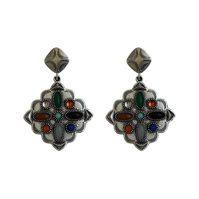 古着Antique银色宝石耳环