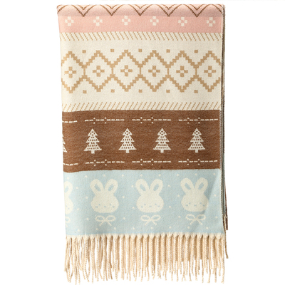 畹町美拉德格纹牛奶绒加厚长围巾