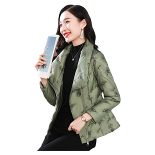 军绿色刺绣立领短款羽绒服女2025冬季新款高级感修身显瘦保暖外套