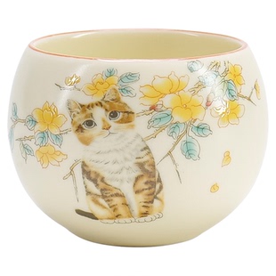 汝窑猫咪茶杯主人杯开片可养家用个人单杯女生茶具陶瓷品茗杯定制