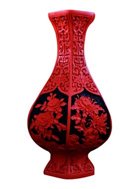 扬州漆器10寸雕花装饰瓶