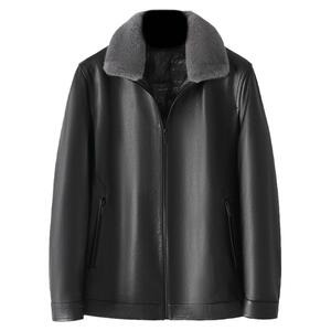 牛皮羽绒服翻领皮夹克皮衣真皮