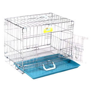 加密乐佳镀铬纳米不锈钢色折叠宠物笼狗笼中小型犬狗笼子猫兔鸡笼