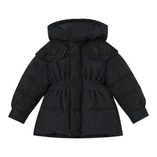 RBIGX瑞比克童装冬季新款百搭潮流女童设计感肌理领花羽绒服