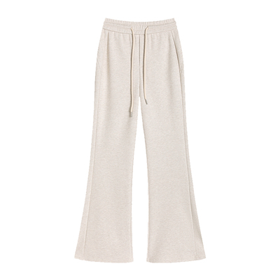 秋冬加绒高腰垂感羊毛运动喇叭裤