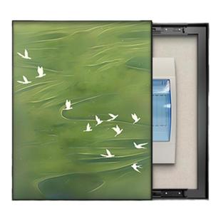 中古风绿色电表箱装饰画竖版2025新款遮挡配电箱电闸盒总开关挂画