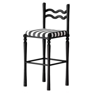 法式复古吧台椅中古布艺咖啡高岛台椅子北欧实木家用设计师高脚椅