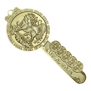 纯黄铜微雕刻麒麟十帝钱开库金钥匙扣挂件创意个性招财随护身挂饰