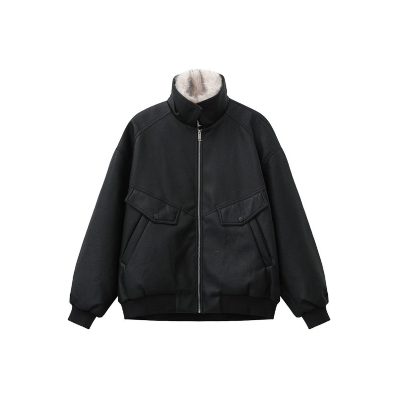PU皮衣棉服男冬季加厚座山雕棉服