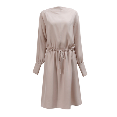 法式莱赛尔天丝抽绳露背连衣裙女