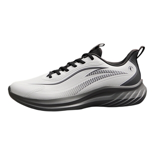 乔丹男鞋跑步鞋革面防水2025冬季新款黑色中老年通勤减震运动鞋男