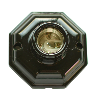 耐高温陶瓷灯头E27大螺口灯座复古八角全瓷吸顶灯口老式厂价直销