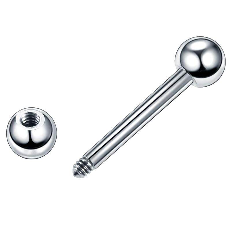 钛钢舌钉细杆手指钉细针眉钉圆球哑铃耳钉10mm 12mm长杆舌头钉
