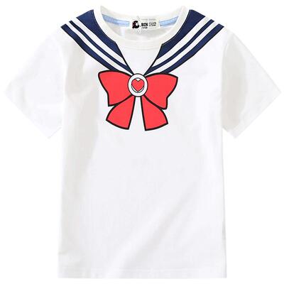 女童T恤新款海军风全棉圆领上衣