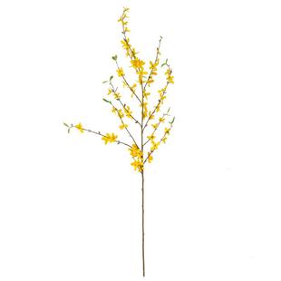 黄色迎春花仿真花假花绢花酒店高级感线条花卉客厅电视柜落地装饰