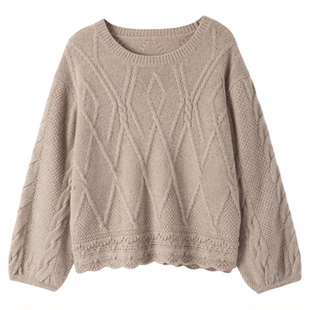 2025秋冬新款圆领女羊绒衫100%山羊绒宽松百搭针织套头衫毛衣