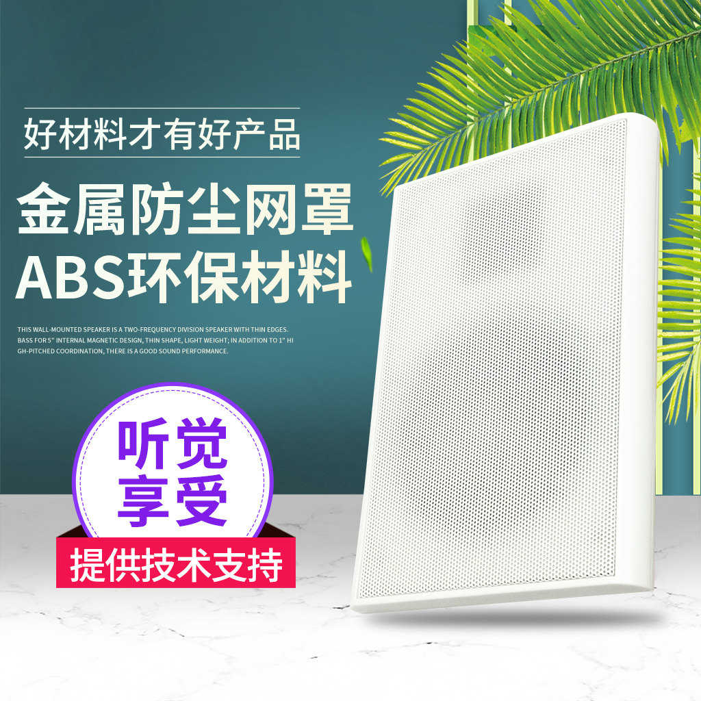 10W薄边型广播壁挂音箱/超市餐厅教室家居背景音乐定压/定阻喇叭