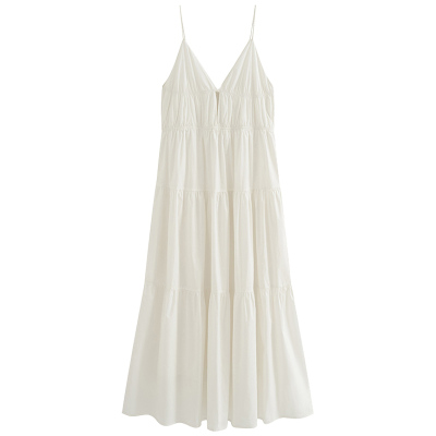 定制希腊女神吊带白色连衣裙