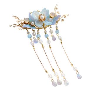 青雀记手工复古风后压汉服配饰发夹顶夹流苏仙女步摇压鬓头饰青瑶