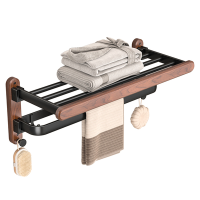胡桃木毛巾架卫生间免打孔浴巾架