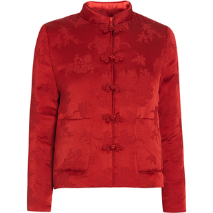 qs秸熙秋冬新款轻薄复古轻国风鹅绒羽绒服高级感缎面提花结婚外套