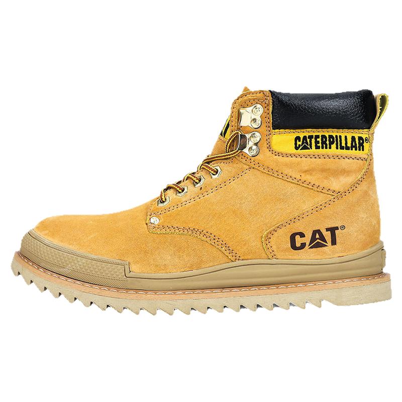 大黄靴头层磨砂猪皮高帮男鞋2025新款CAT高品质商场同款防滑耐磨