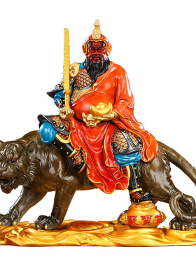 黄铜骑虎武财神摆件赵公明