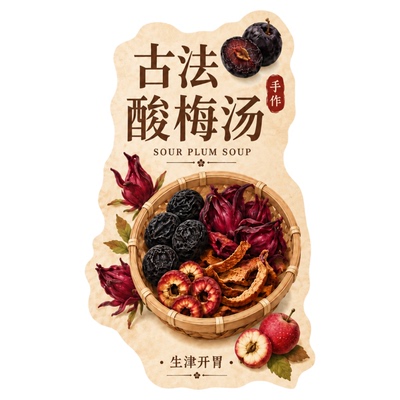 酸梅汤贴纸现货防水杯身瓶贴标签