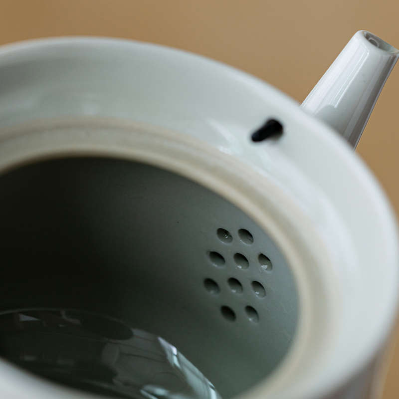 画续草木灰手绘紫藤花茶壶泡茶家用提梁壶大容量老式陶瓷单壶中式