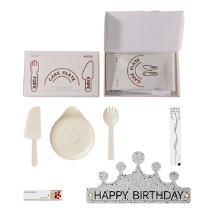 食客工具小麦秸秆蛋糕刀叉盘不锈钢刀勺牛皮纸撕拉飞机盒餐具定制