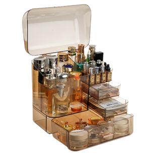 高级化妆品收纳盒桌面护肤品亚克力透明盒口红面膜分格抽屉整理盒