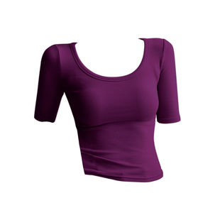 莫代尔方领五分袖修身显瘦t恤女2025夏季新款中袖百搭纯色上衣ins